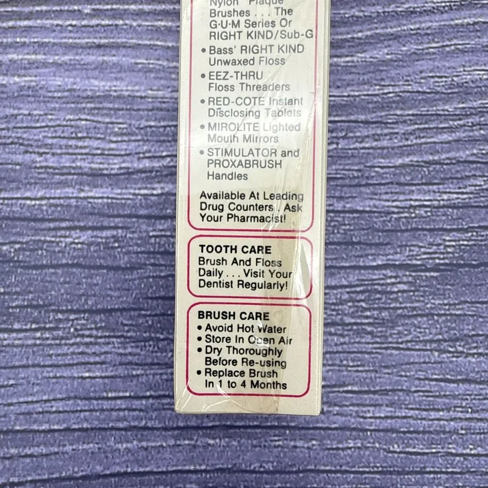 VTG GUM Butler Dr. Bass Right Kind SUB-G Toothbrush #300 ULTRA SOFT .007 Nylon